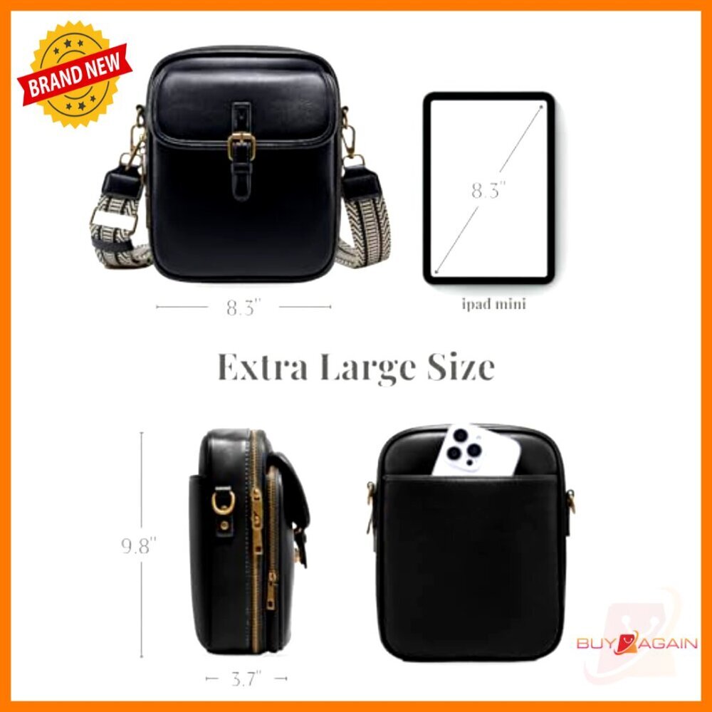Vegan Leather Crossbody Bag with Card Slots, Adjustable Strap, Anti-Theft - Picture 4 of 7